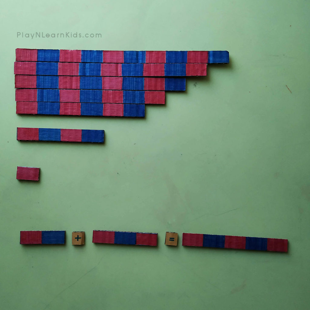 ขั้นตอนการ บวกเลขแบบเห็นภาพ โดยใช้ Montessori Number Rod